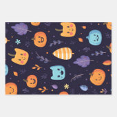 Niedliche Halloween-Katzen und Kürbis Geschenkpapier Set (Vorderseite 2)