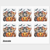 Niedliche Halloween-Katzen und Pumpkin-falle Vinyl Quadratischer Aufkleber (Blatt)