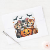 Niedliche Halloween-Katzen und Pumpkin-falle Vinyl Quadratischer Aufkleber (Umschlag)