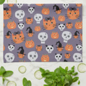 Niedliche Halloween-Katzen und -Skulls Spooky Geschirrtuch (Gefaltet)