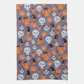 Niedliche Halloween-Katzen und -Skulls Spooky Geschirrtuch (Vertikal)
