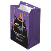 Niedliche Halloween-Katzengeschenktasche Mittlere Geschenktüte (Vorderseite Schrägansicht)