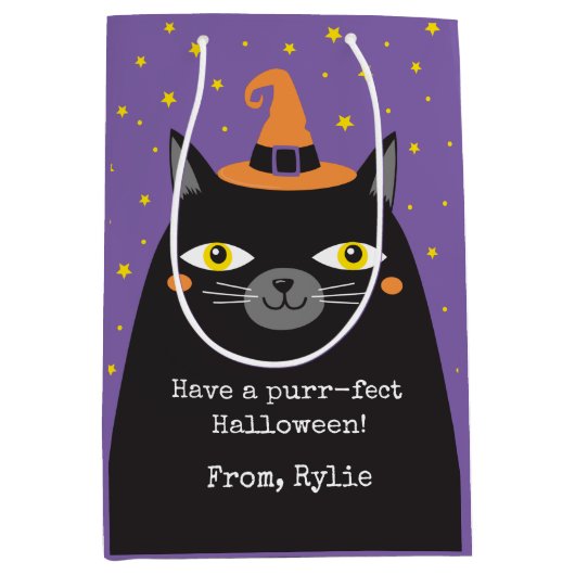 Niedliche Halloween-Katzengeschenktasche Mittlere Geschenktüte (Vorderseite)