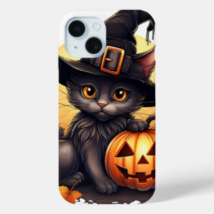 Niedliche Halloween-KatzenHexe auf Kürbisfallszeit Case-Mate iPhone Hülle