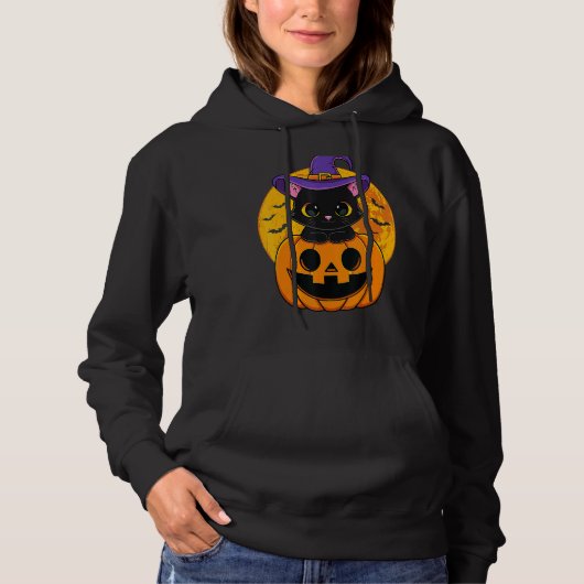 Niedliche Halloween-Katzenjacke, Kürbiskürbis für  Hoodie (Vorderseite)