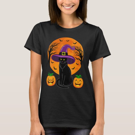 Niedliche Halloween-Katzenjacke, Kürbiskürbis für T-Shirt (Vorderseite)