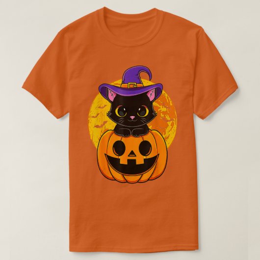 Niedliche Halloween-Katzenjacke, Kürbiskürbis für  T-Shirt (Design vorne)