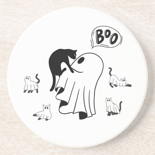 niedliche Halloween-Katzenmutter mit bezauberndem  Getränkeuntersetzer (Vorne)