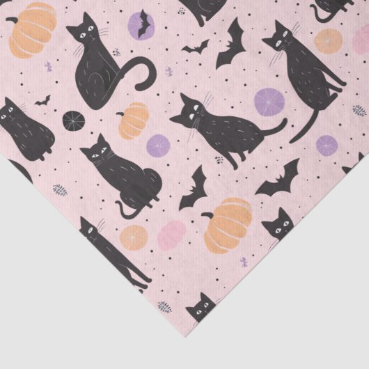 Niedliche Halloween-Katzenorange Seidenpapier (Detail)