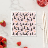 Niedliche Halloween-Katzenorange Serviette (Beispiel)