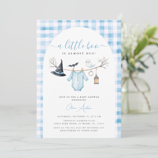 Niedliche Halloween-Kinderdusche Einladung (Stehend Vorderseite)