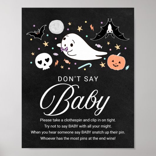 Niedliche Halloween-Kinderdusche Sage kein Baby-Ze Poster (Vorne)