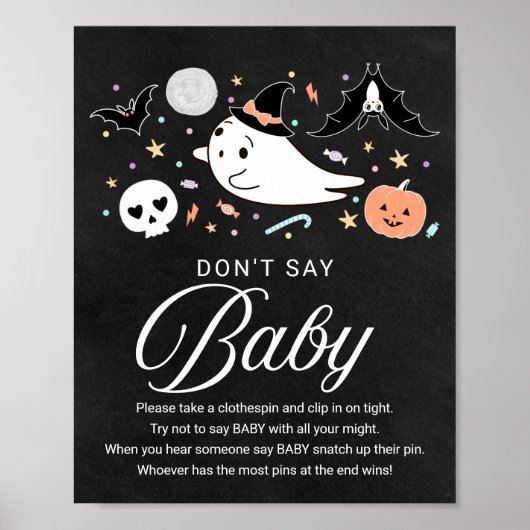 Niedliche Halloween-Kinderdusche Sage kein Baby-Ze Poster (Vorne)