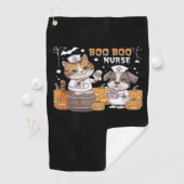 Niedliche Halloween-Kinderkatze und Hund mit Pumpk Golfhandtuch (Insitu)