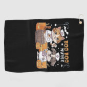 Niedliche Halloween-Kinderkatze und Hund mit Pumpk Golfhandtuch (Horizontal)