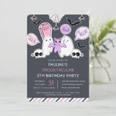 Niedliche Halloween-Kindermädchen-Geburtstagsparty Einladung (Stehend Vorderseite)