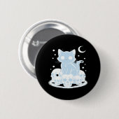 Niedliche Halloween Kitten Cat Gothic Ästhetik Ess Button (Vorne & Hinten)