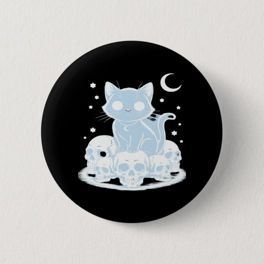 Niedliche Halloween Kitten Cat Gothic Ästhetik Ess Button (Vorderseite)