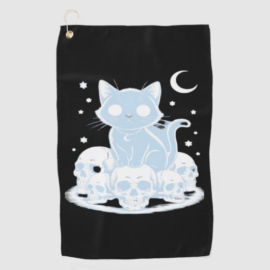 Niedliche Halloween Kitten Cat Gothic Ästhetik Ess Golfhandtuch (Vorderseite)
