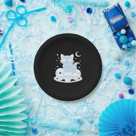 Niedliche Halloween Kitten Cat Gothic Ästhetik Ess Pappteller (Party)