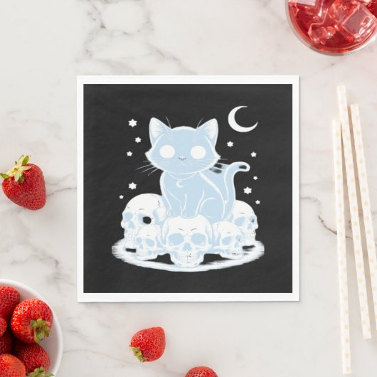 Niedliche Halloween Kitten Cat Gothic Ästhetik Ess Serviette (Beispiel)