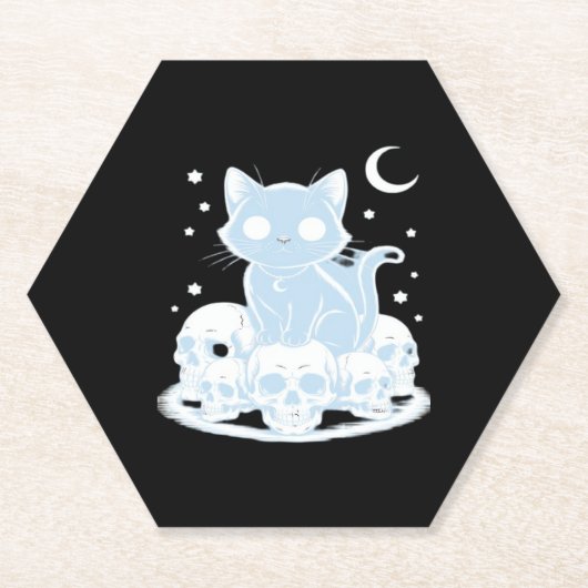 Niedliche Halloween Kitten Cat Gothic Ästhetik Ess Untersetzer (Vorderseite)