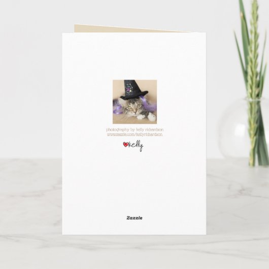 Niedliche Halloween Kitten Hexe Karte (Rückseite)