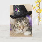 Niedliche Halloween Kitten Hexe Karte (Gelbe Blume)