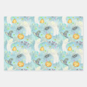 Niedliche Halloween-Kostümtiere Leckereien Blau Geschenkpapier Set (Vorderseite 2)