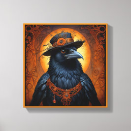 Niedliche Halloween-Krähe in verschleierter Form Leinwanddruck