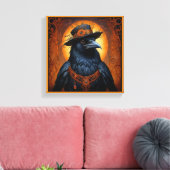 Niedliche Halloween-Krähe in verschleierter Form Leinwanddruck (Insitu (Wohnzimmer))