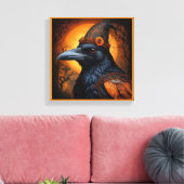 Niedliche Halloween-Krähe in verschleierter Form Leinwanddruck (Insitu (Wohnzimmer))