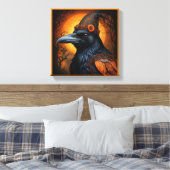 Niedliche Halloween-Krähe in verschleierter Form Leinwanddruck (Insitu (Schlafzimmer))