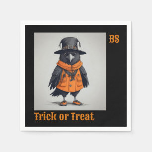 Niedliche Halloween-Krähe in verschleierter Form Serviette