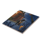 Niedliche Halloween-Kreaturenbegegnung Fliese (Seite)