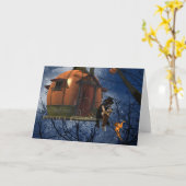 Niedliche Halloween-Kreaturenbegegnung Karte (Gelbe Blume)