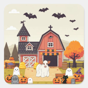 Niedliche Halloween-Kuh Quadratischer Aufkleber