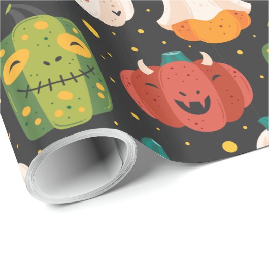 Niedliche Halloween-Kürbis Geschenkpapier (Rolleneckpunkt)