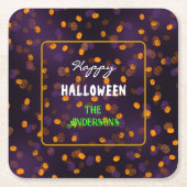 Niedliche Halloween Kürbislaternen Bokeh Pattern Rechteckiger Pappuntersetzer (Vorderseite)