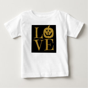 Niedliche Halloween-LIEBE, w Gold Glitzer Letters Baby T-shirt