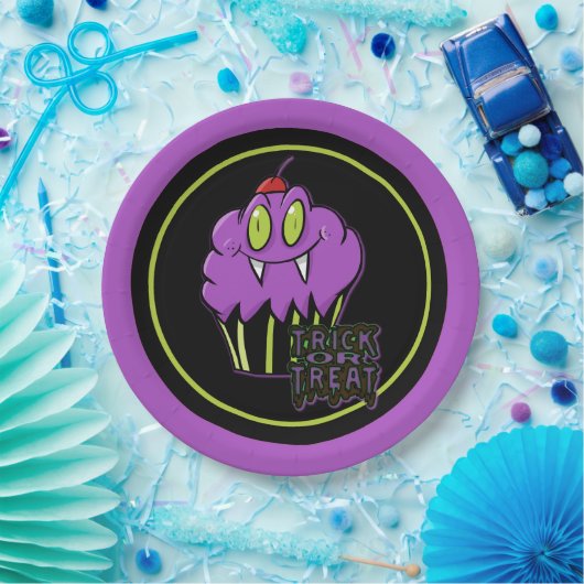 Niedliche Halloween Lila Vampire Cupcake Paper Tel Pappteller (Party)