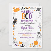 Niedliche Halloween Little Boo Baby Dusche Einladung (Vorderseite)