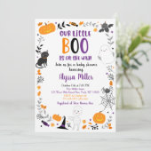 Niedliche Halloween Little Boo Baby Dusche Einladung (Stehend Vorderseite)