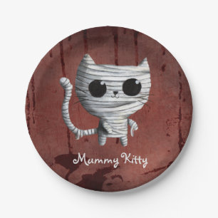 Niedliche Halloween-Mama-Katze Pappteller