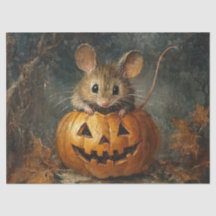 Niedliche Halloween-Maus mit Pumpkin für Decoupage