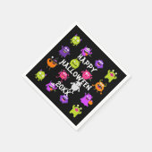 Niedliche Halloween-Monster auf schwarz Serviette (Ecke)