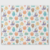 Niedliche Halloween-Monster | Babydusche Geschenkpapier (Flach)