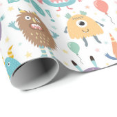 Niedliche Halloween-Monster | Babydusche Geschenkpapier (Rolleneckpunkt)
