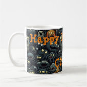 Niedliche Halloween-Monster, Personalisierter Name Kaffeetasse (Links)