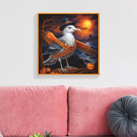 Niedliche Halloween-Möwe in verschleierter Form Leinwanddruck (Insitu (Wohnzimmer))